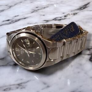 NOS Philip Persio Quartz Watch Mens Stainless Steel Gray Dial Brushed No Box